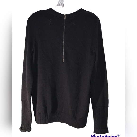 Vera Wang Knit Sweater M Black Silk Wool euc - Picture 2 of 7